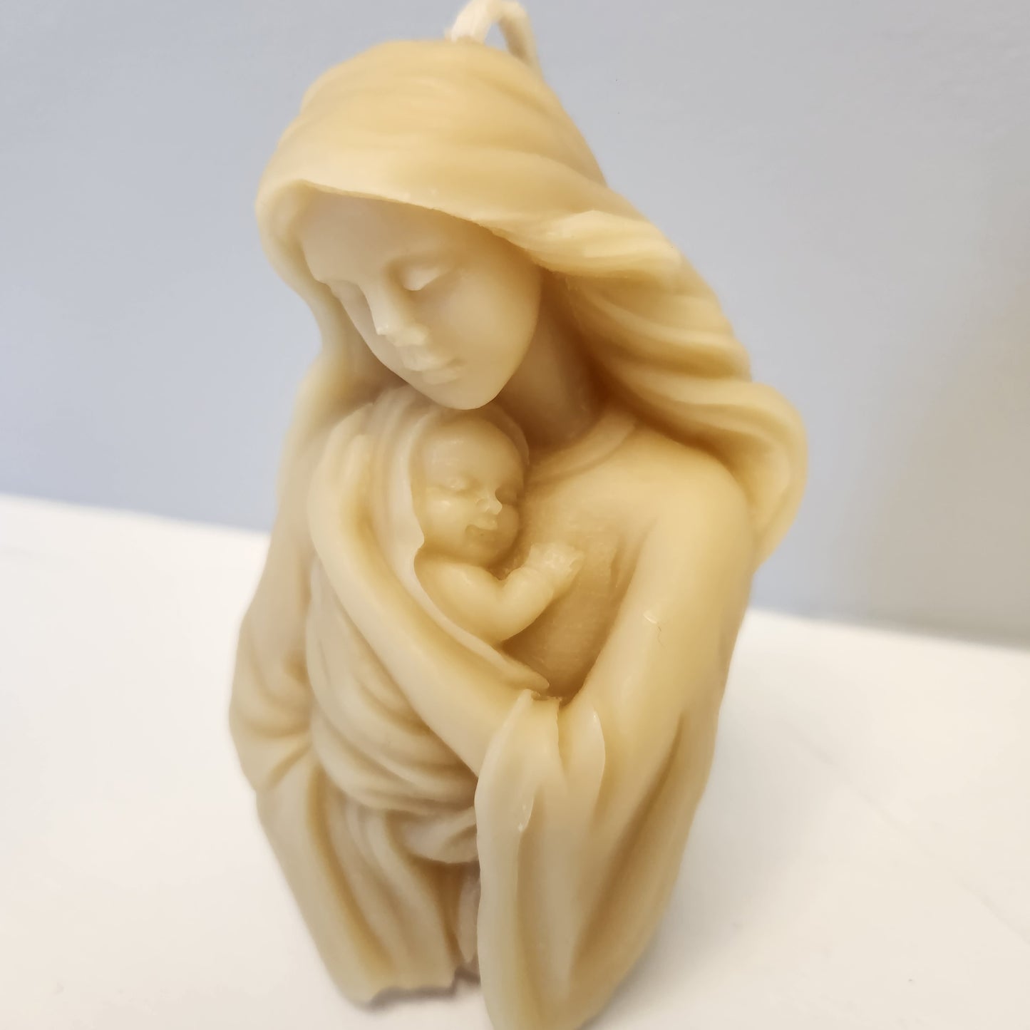 Beeswax Large  Pillar of  Virgin Mary with Baby Jesus