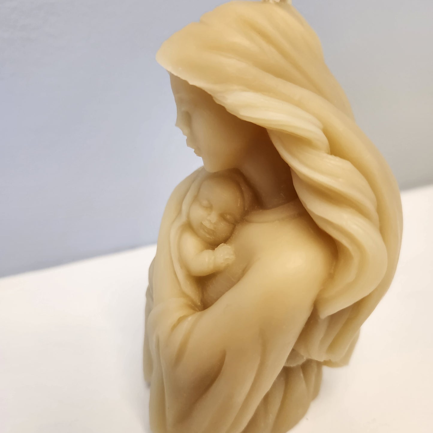 Beeswax Large  Pillar of  Virgin Mary with Baby Jesus