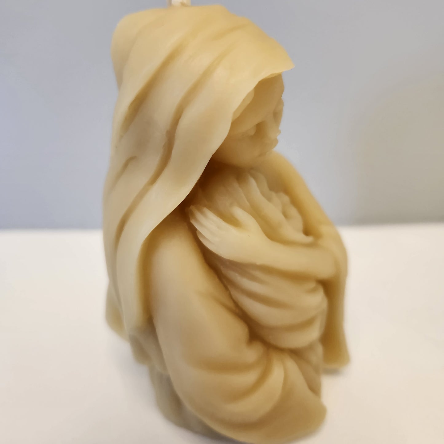 Beeswax Large  Pillar of  Virgin Mary with Baby Jesus