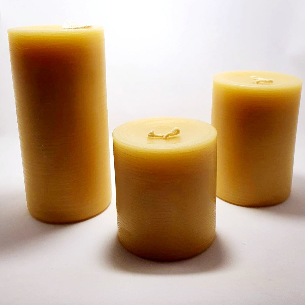 Australian beeswax  column |  pillar candle 15cm - 100 hour burn